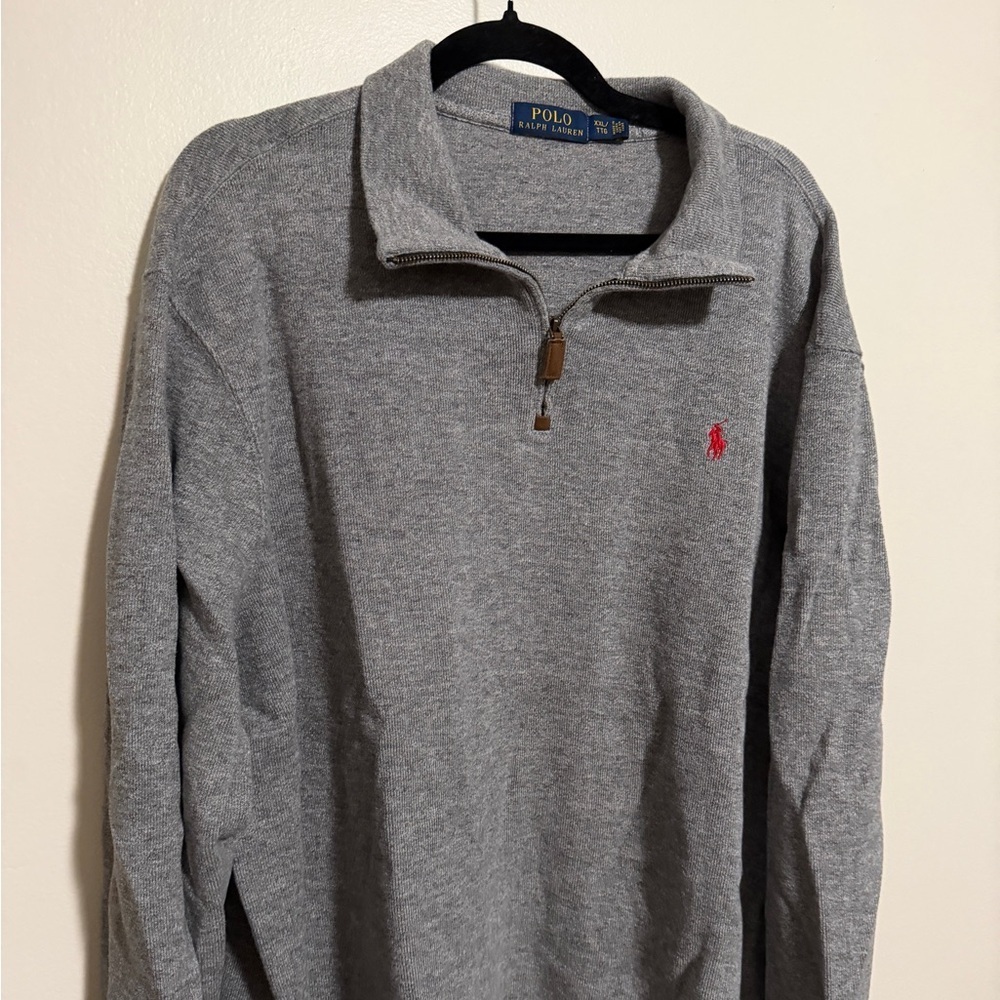 Polo Ralph Lauren men's half-zip pullover sweater heather gray cotton size XXL - Picture 2 of 6